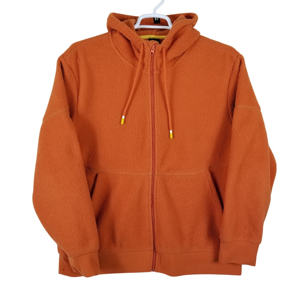 Fielder Bonobos Mens XL Orange Sherpa Fleece Full Zip Hoodie Jacket‎ ATP11033R